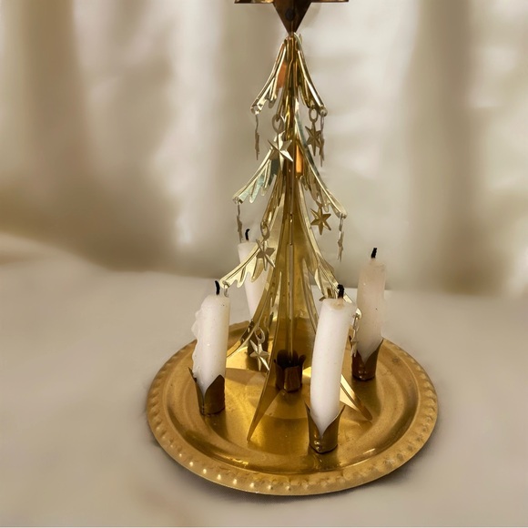 Vintage 50s Swedish Angel chimes bells Christmas decor gold candle musical - Picture 4 of 6